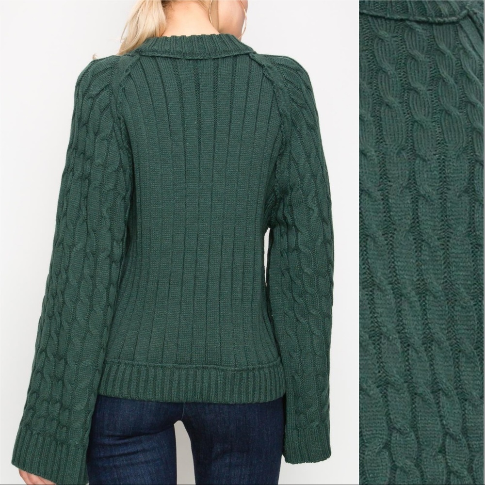 "ALESSIA" Forest Green Knit Sweater - Picture 3 of 4